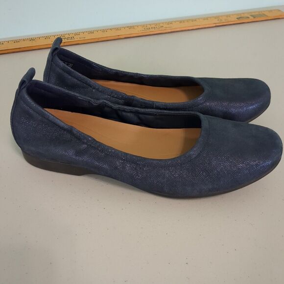Clarks Unstructured Women Shoes 9 navy blue comfortable flats - Picture 2 of 5